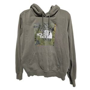 North Face pullover Hoodie Camo Olive Green Mens Small
